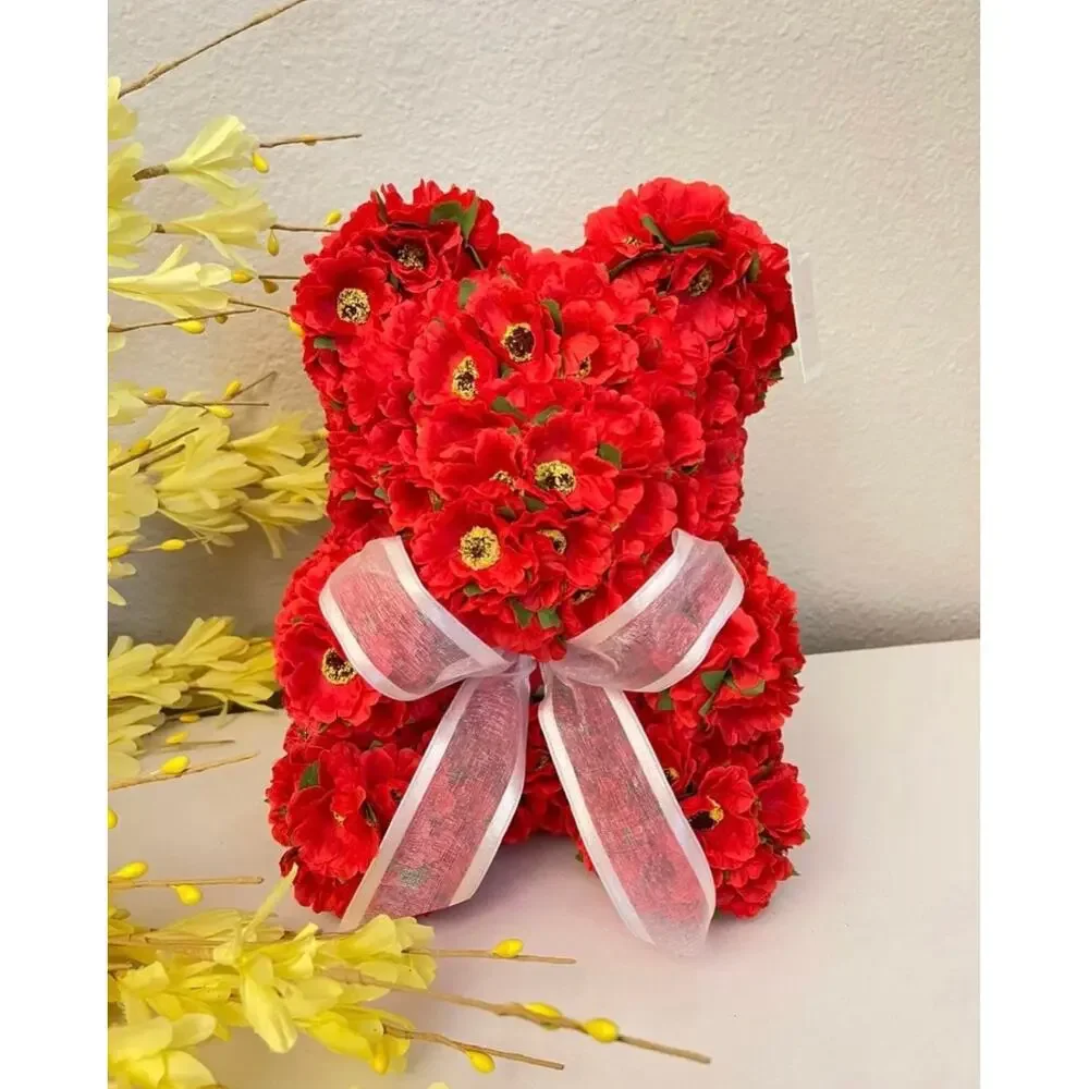 Handmade Red Poppy Bear For Any Occasion